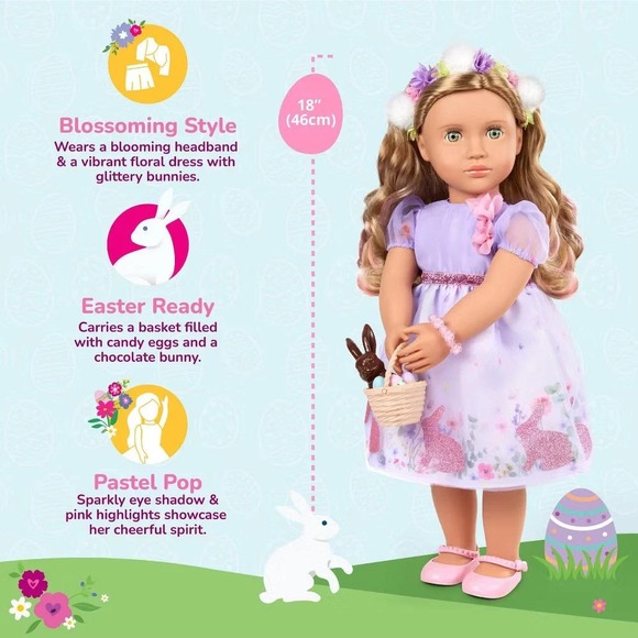 Our Generation Blossom Doll 18" Special Easter Limited Edition Bunny Basket Eggs - Picture 5 of 11